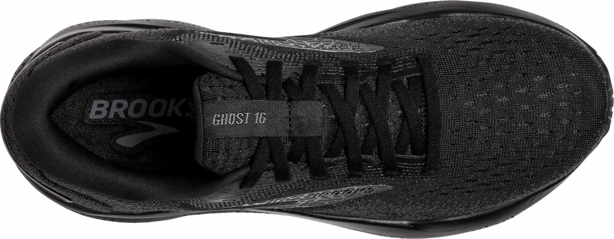 running with a GPS watch Vertical Groove Tech Brooks Ghost 16 WIDE FIT (4E) Mens Running Shoes - Black