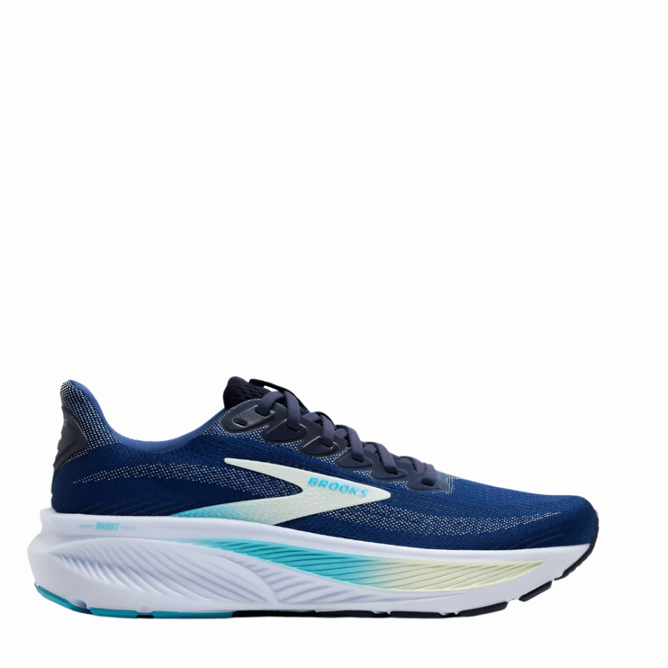 attractively styled Brooks Women's Ghost 17 Running Shoes in Navy/Green/Turquoise AW25