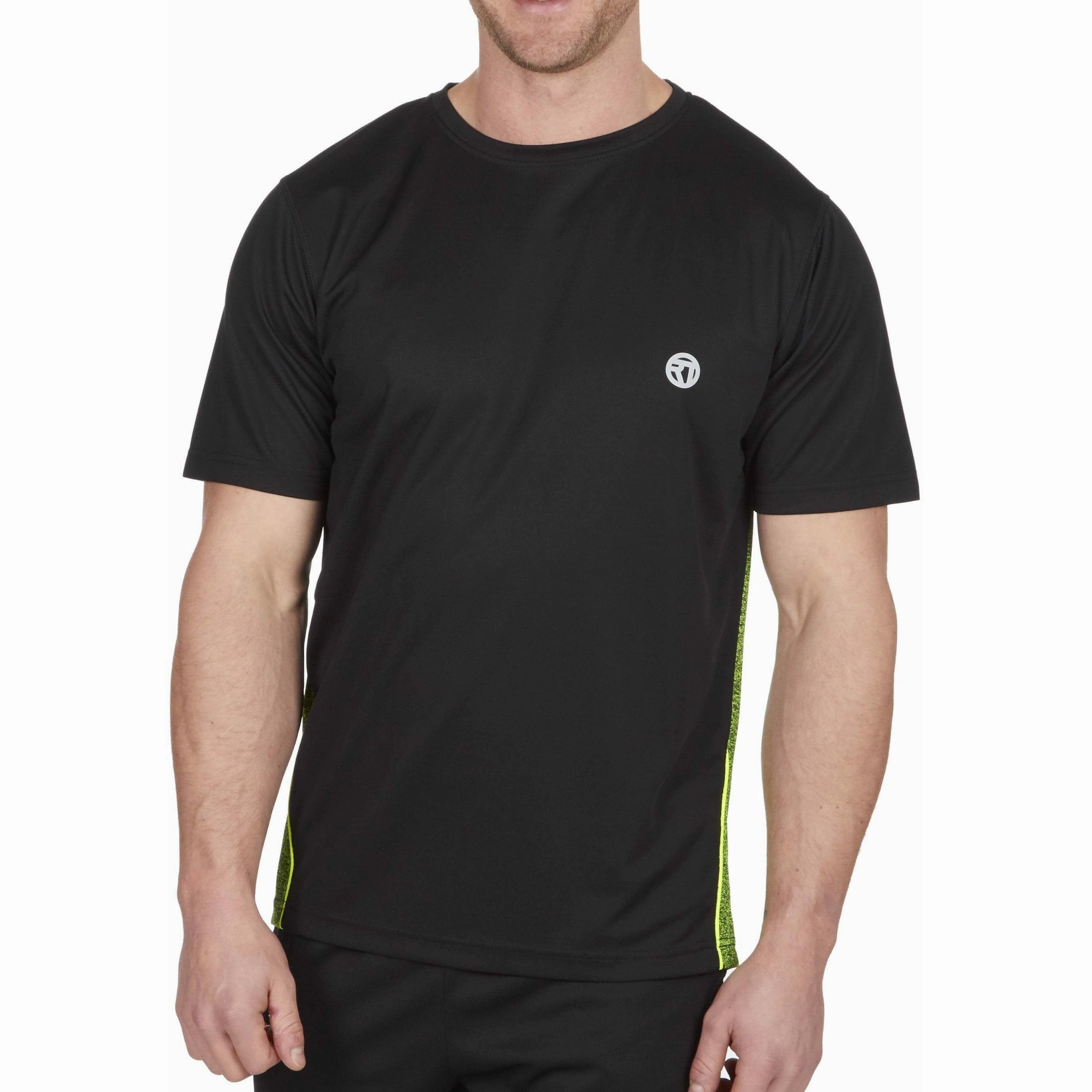 Red Tag Activewear Reflective Short Sleeve Mens Running Top - Black NonIronTechnology
