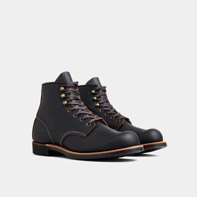 Slip Resistant City Walking Red Wing Heritage Blacksmith 3345 Men Black Leather Round Toe 6-Inch Ankle Boots