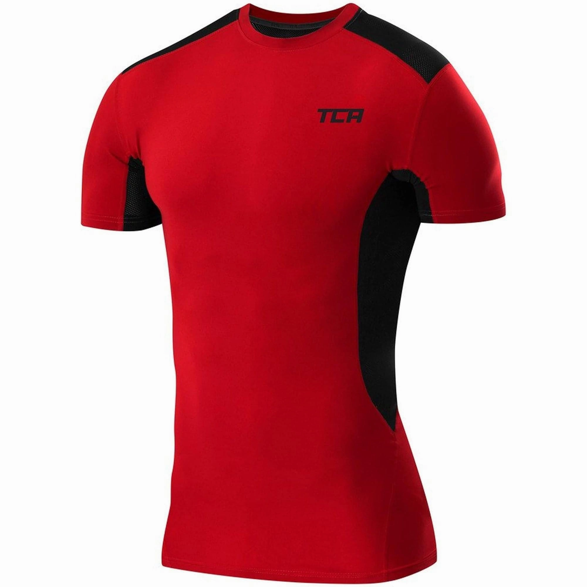 Comfortable Style TCA FX Laser Mens Short Sleeve Compression Top - Red
