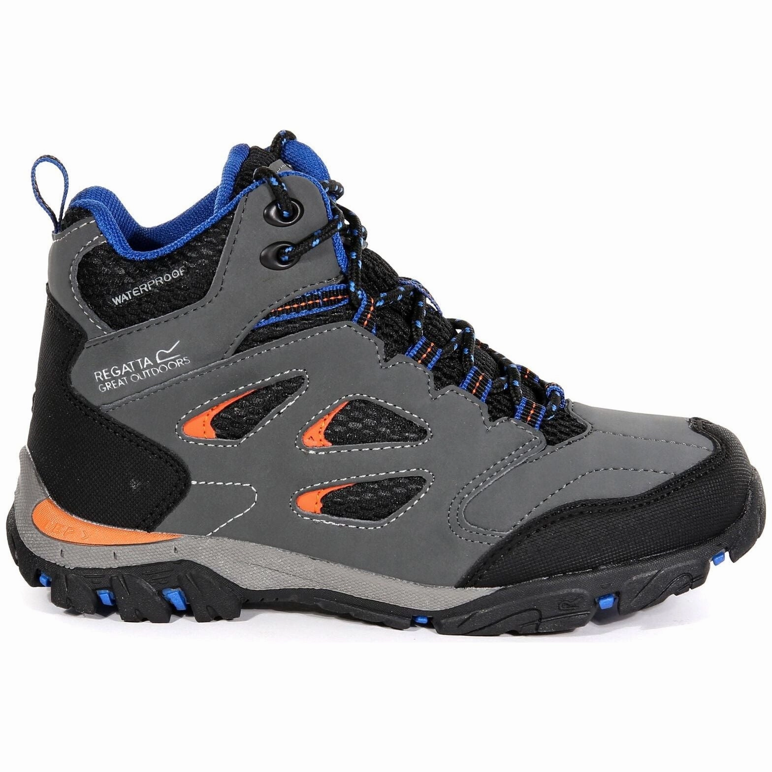 Shock Absorbing Regatta Holcombe Mid Waterproof Junior Walking Boots - Grey