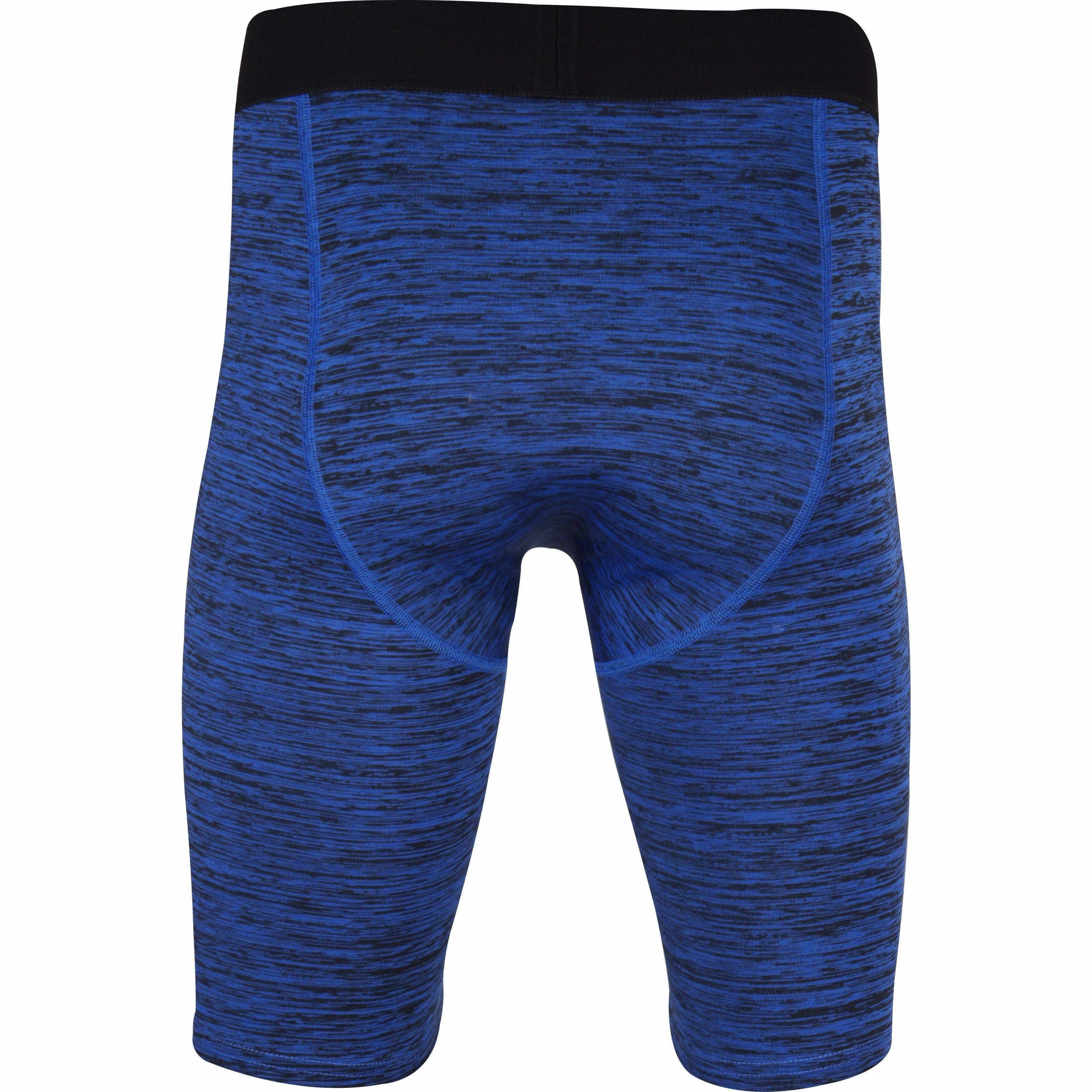 More Mile Train To Run Mens Baselayer Short Tights - Blue Printed design Flexible Gusset Design