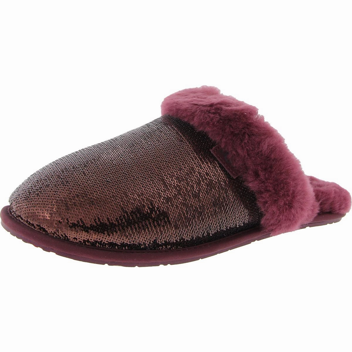 Flexible Comfort Padded Tongue Womens Faux Fur Lined Manmade Slide Slippers