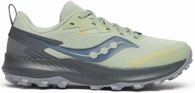 running in the mountains Saucony Peregrine 14 GORE-TEX Womens Trail Running Shoes - Green