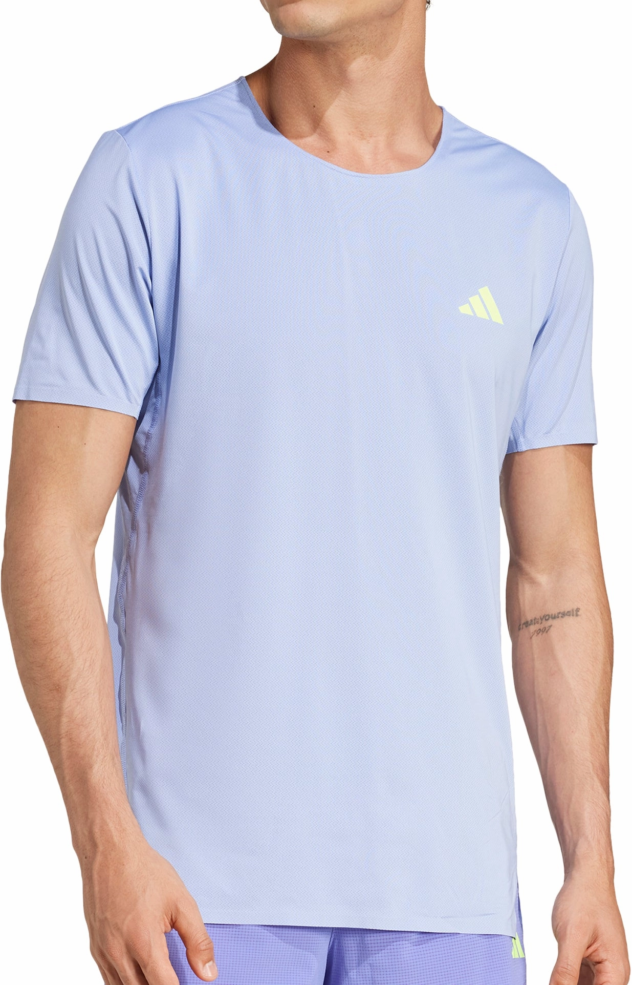 Soft and breathable Trendy Layering adidas Adizero Short Sleeve Mens Running Top - Blue