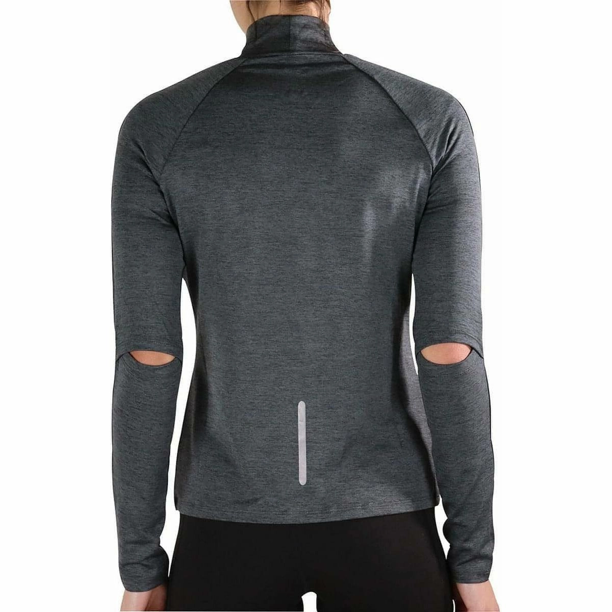Dress Down Silky More Mile Train To Run Womens Long Sleeve Funnel Neck Running Top - Grey