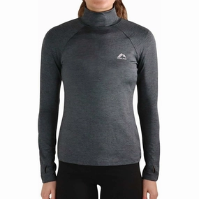 Layered Shoulder Panels Glossy More Mile Train To Run Womens Long Sleeve Funnel Neck Running Top - Grey