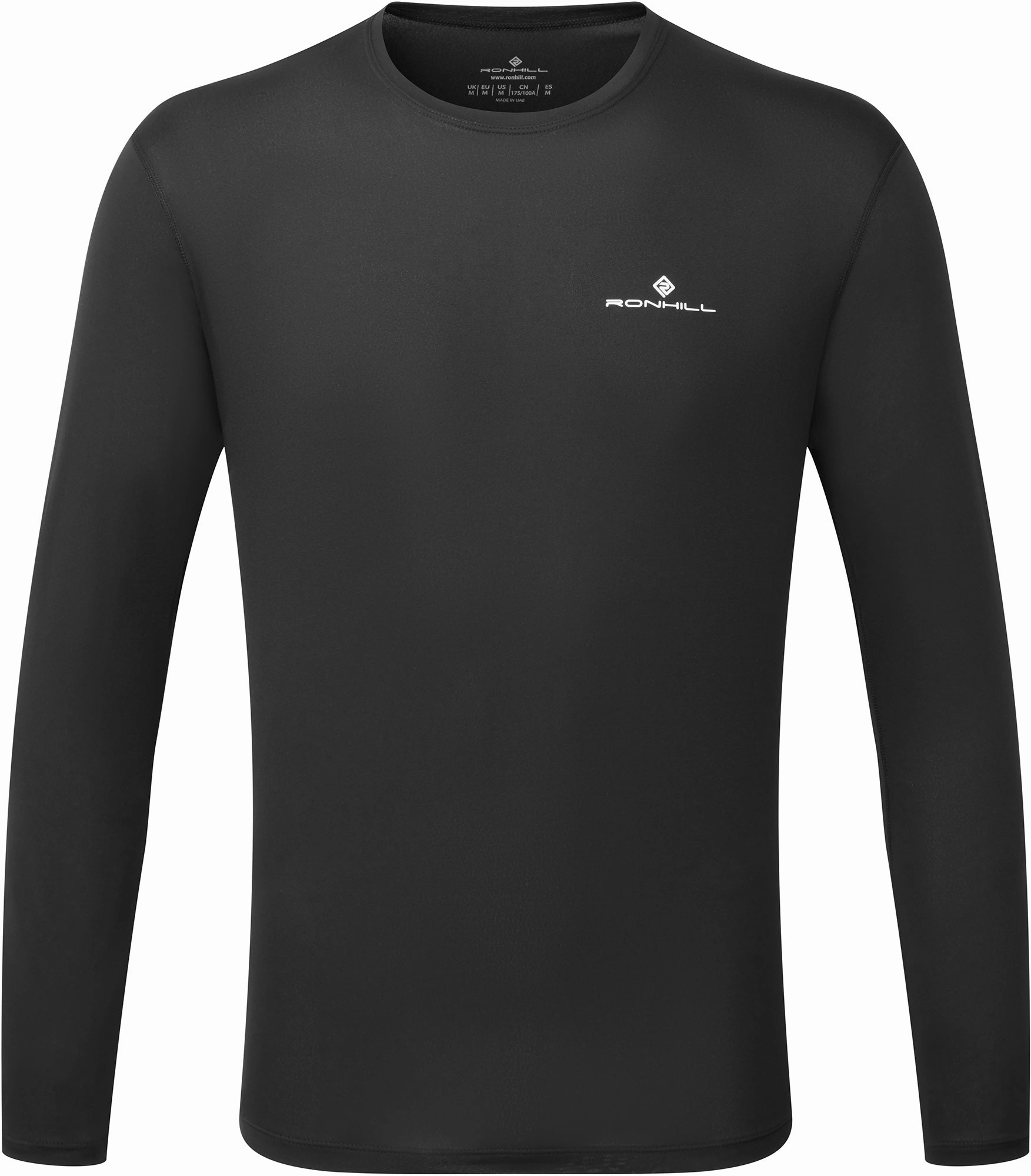 Ronhill Core Long Sleeve Mens Running Top - Black Fitted