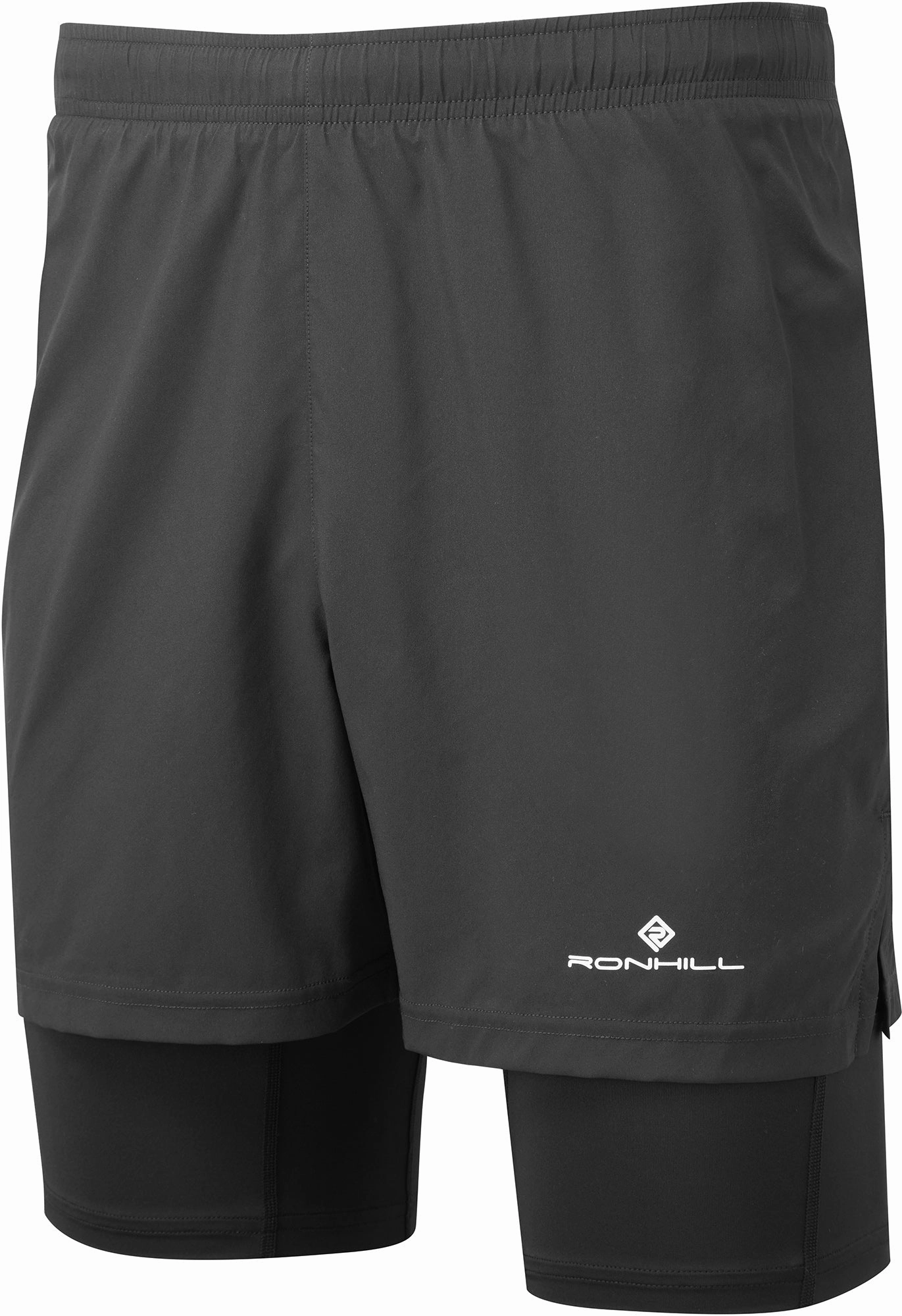 Ronhill Core Twin 2 In 1 Mens Running Shorts - Black Light Fit Wrinkle-Resistant