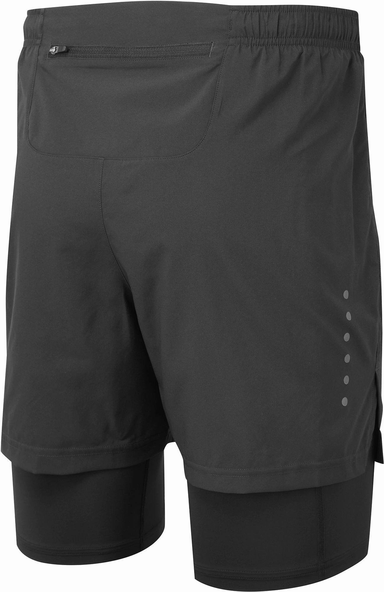 Casual Layers Seam Free Construction Ronhill Core Twin 2 In 1 Mens Running Shorts - Black