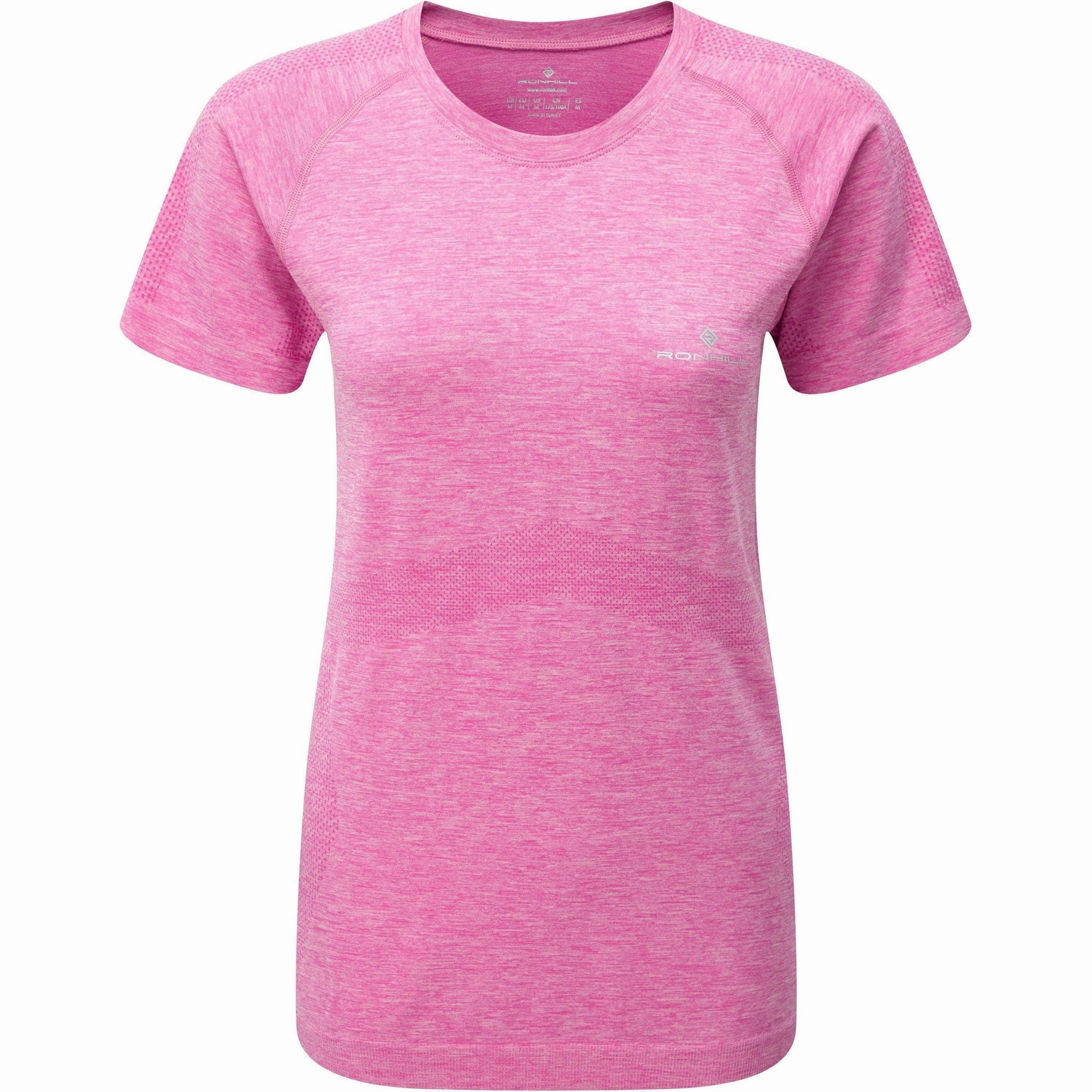 Ronhill Infinity Marathon Short Sleeve Womens Running Top - Pink RecycledBlend