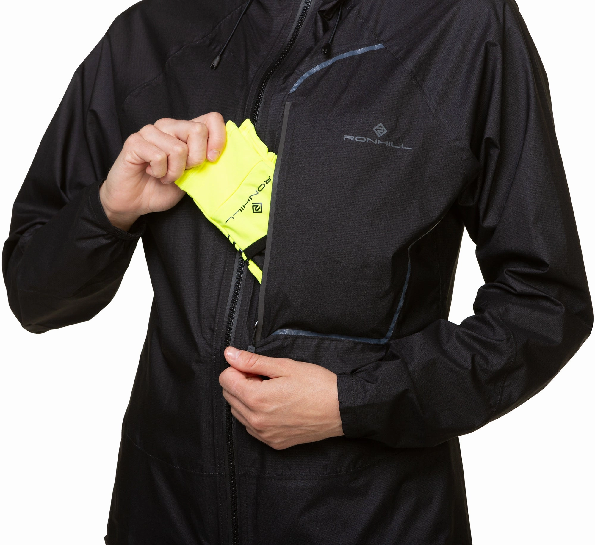 Ronhill Tech Fortify Waterproof Womens Running Jacket - Black fall season snap closure