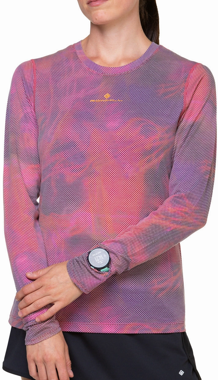 Flexible Cuff Design Ronhill Tech Golden Hour Long Sleeve Womens Running Top - Pink