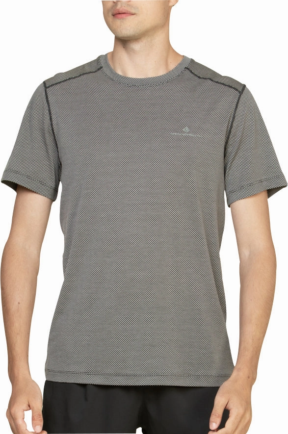 Microfiber Blend Ronhill Tech Golden Hour Short Sleeve Mens Running Top - Black