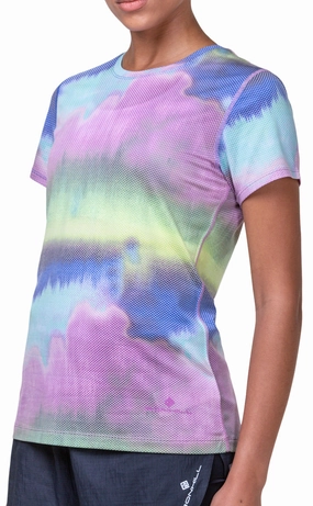 Pocket Design Brushed Interior Lining Ronhill Tech Golden Hour Short Sleeve Womens Running Top - Multi