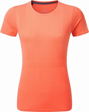 Ronhill Tech Marathon Short Sleeve Womens Running Top - Orange Regular fit normality Stylish Layer Look