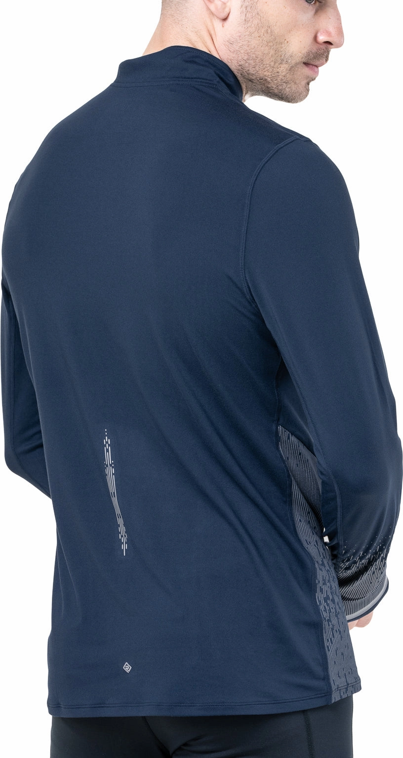 Ronhill Tech Reflect Half Zip Long Sleeve Mens Running Top - Blue Low Maintenance Fabric