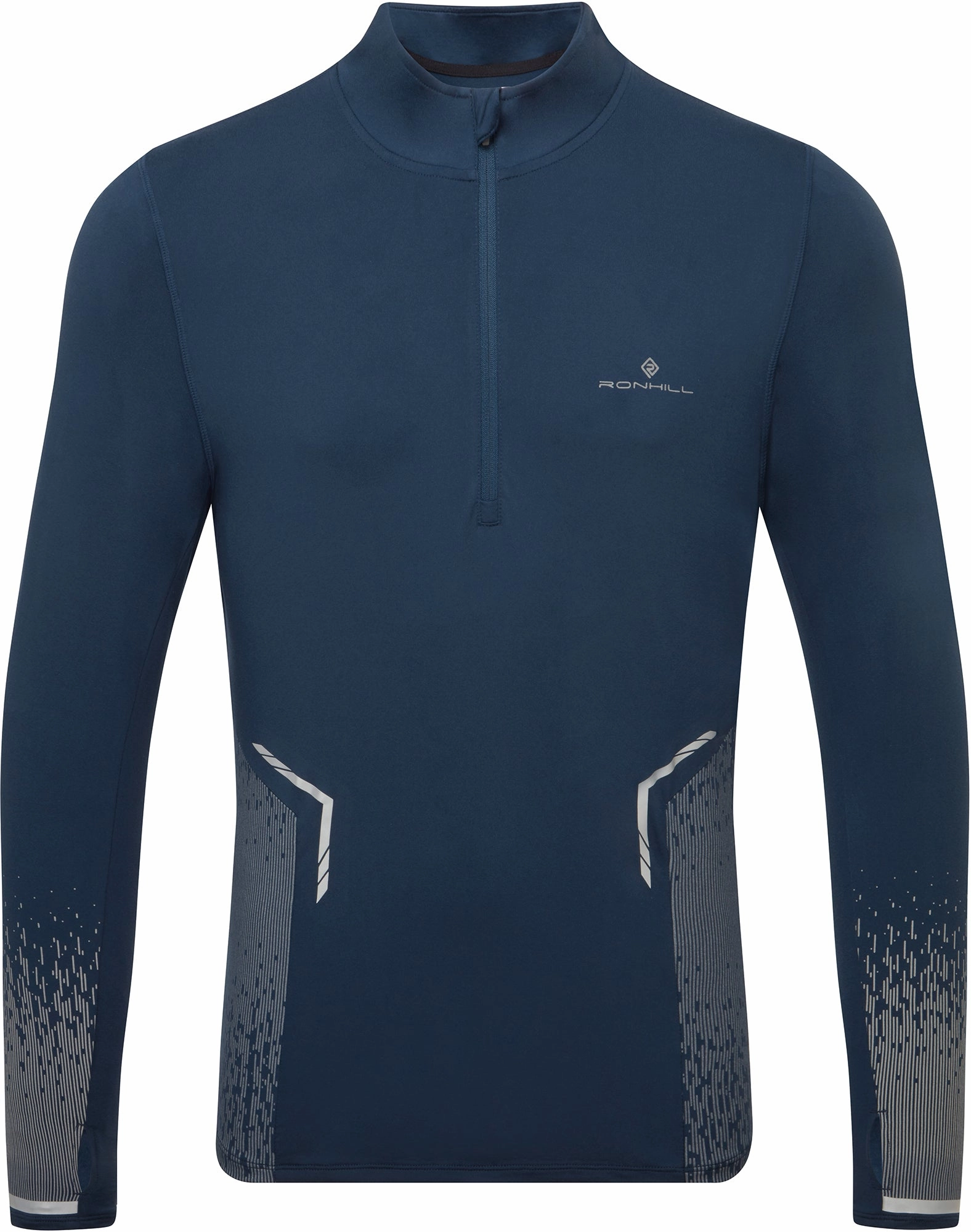 Ronhill Tech Reflect Half Zip Long Sleeve Mens Running Top - Blue Multiple colors