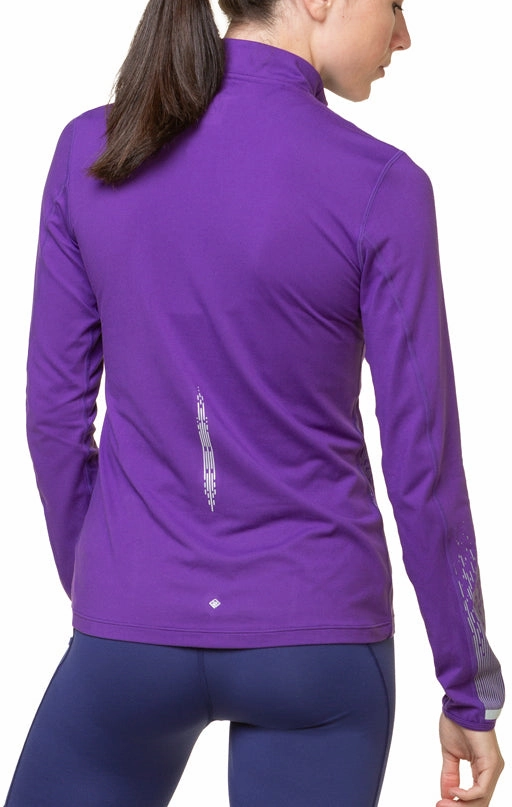 hat Preppy Ronhill Tech Reflect Half Zip Long Sleeve Womens Running Top - Purple