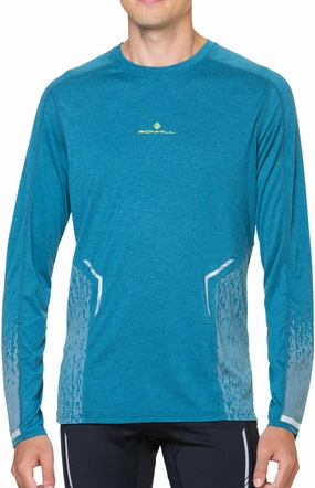 Ronhill Tech Reflect Long Sleeve Mens Running Top - Blue Inelastic