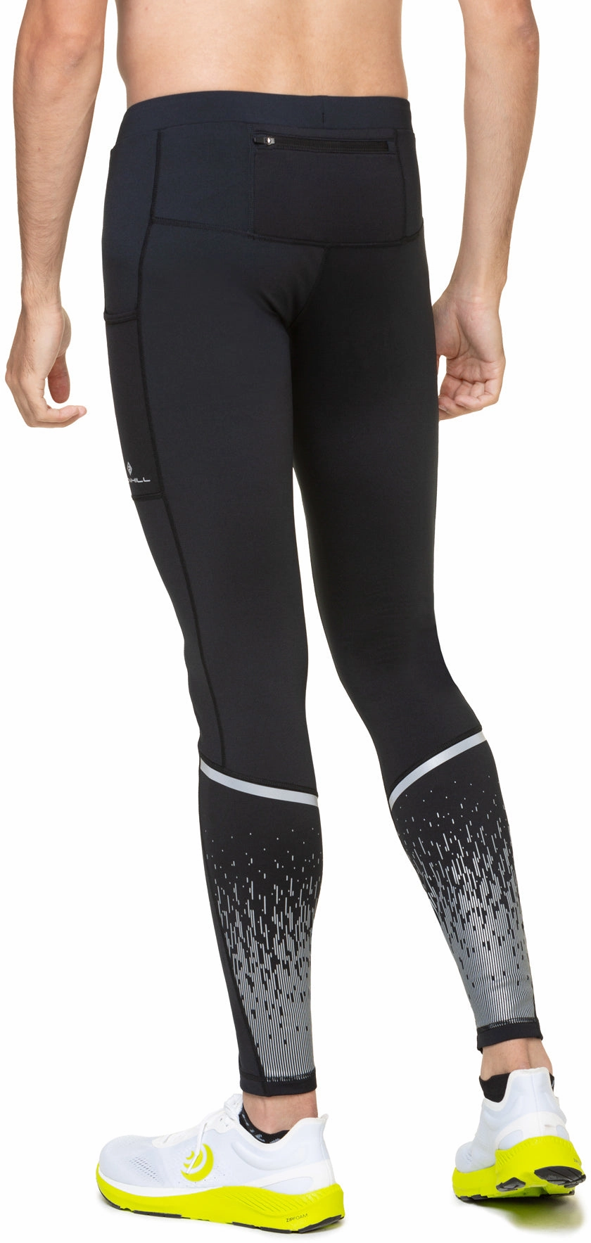 Ronhill Tech Reflect Mens Long Running Tights - Black Sporty Stretch Wear