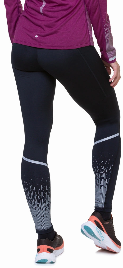 Ronhill Tech Reflect Womens Long Running Tights - Black Winter Sports Rib Knit
