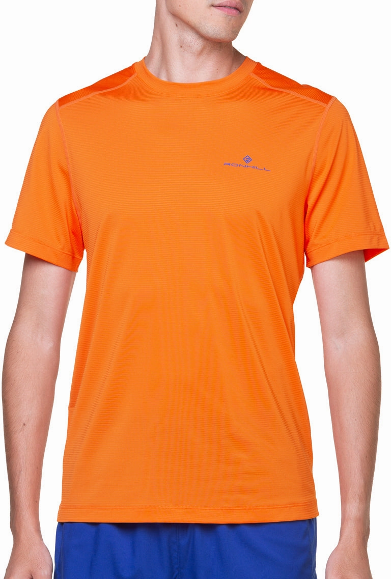 Ronhill Tech Short Sleeve Mens Running Top - Orange Soft Wearable Light Outfit
