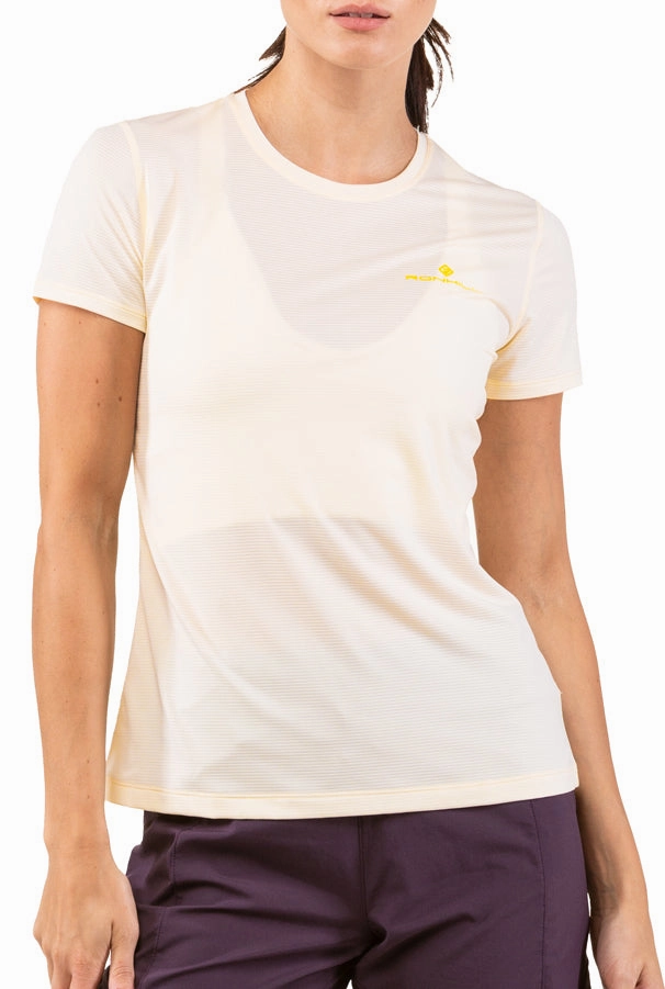 Airflow Ventilation System Ronhill Tech Short Sleeve Womens Running Top - Cream