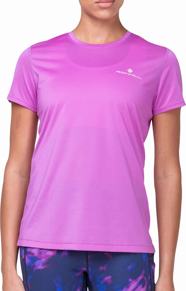 Camping practicality Stretch waistband Ronhill Tech Short Sleeve Womens Running Top - Pink