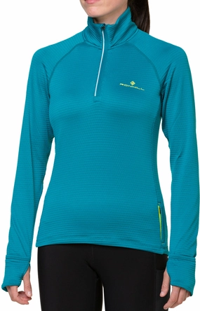 Ronhill Tech Winter Half Zip Long Sleeve Womens Running Top - Blue bathroom
