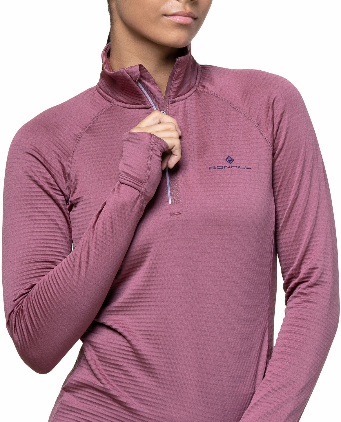 Ronhill Tech Winter Half Zip Long Sleeve Womens Running Top - Pink High End Autumn Wear