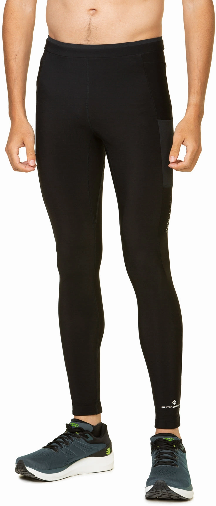 Ronhill Tech Winter Mens Long Running Tights - Black Work Commute Extra Soft Light Stretch Fit