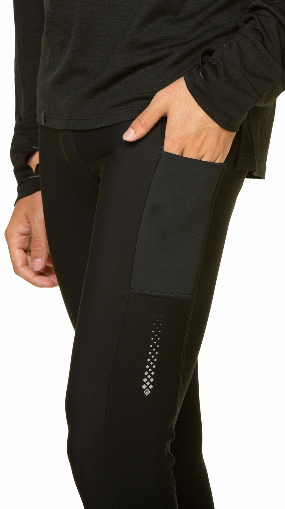 Ronhill Tech Winter Mens Long Running Tights - Black Skin Friendly Casual Wearer