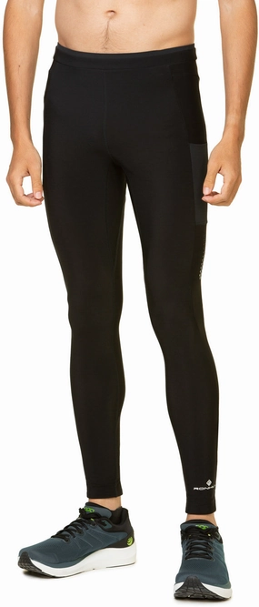 Ronhill Tech Winter Mens Long Running Tights - Black Work Commute Extra Soft Light Stretch Fit