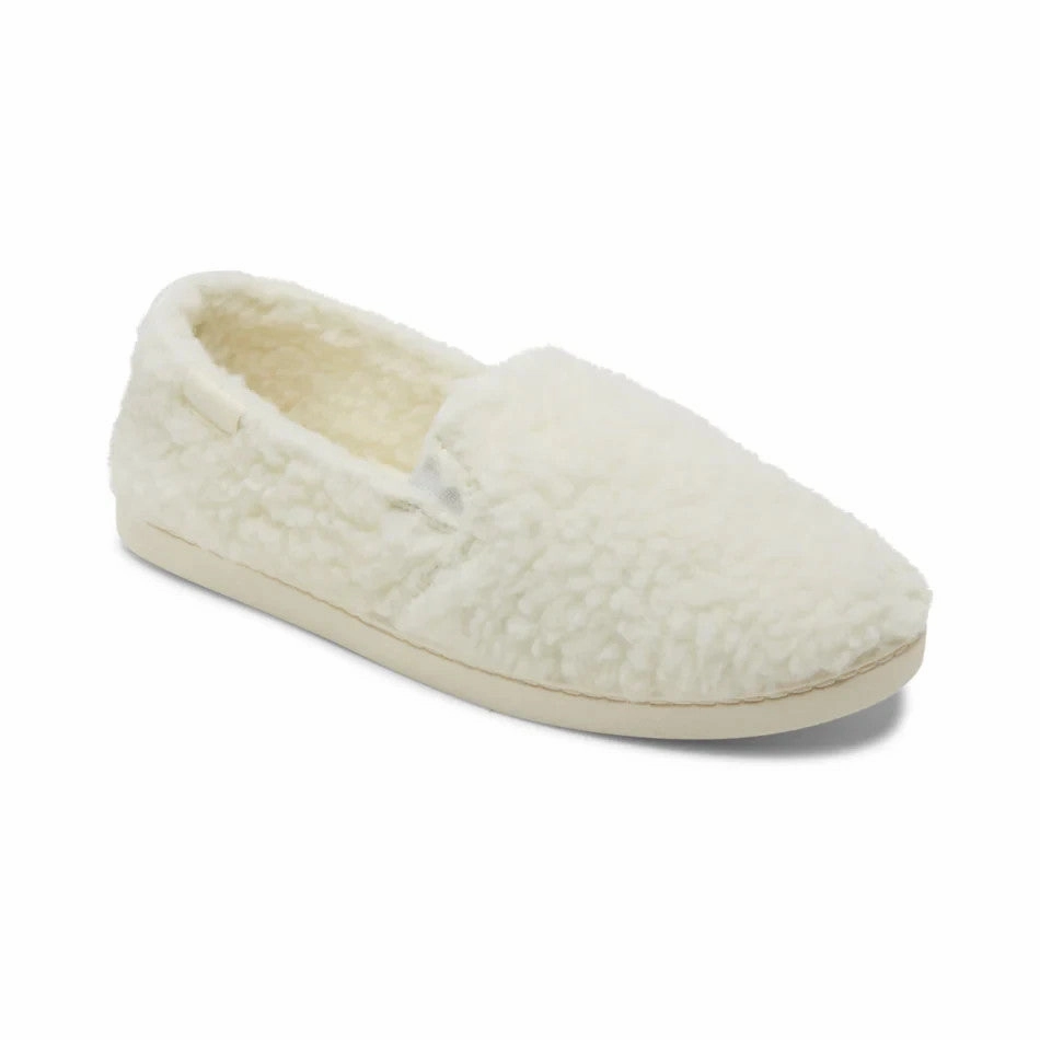 Roxy Fur Sure Slippers Womens  White Cozy Round Toe Slip-On Sneaker JOBB1254 plastic