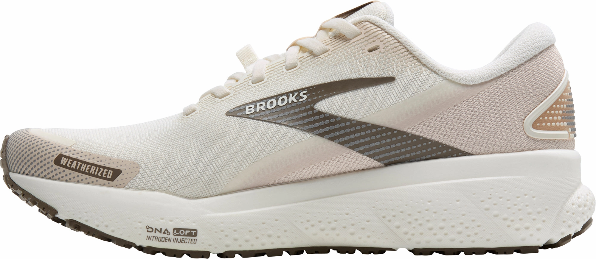 Brooks Ghost 16 Weatherized Womens Running Shoes - Cream Natural motion Rollbar Stability Controls