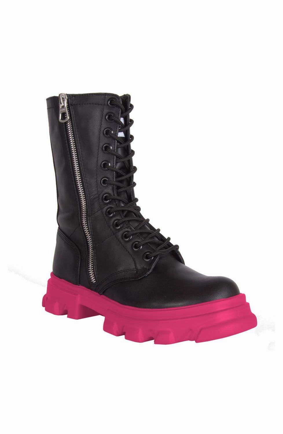 Men's High Altitude Backstreet Boys Leather Boots In Black And Pink Lightweight Material