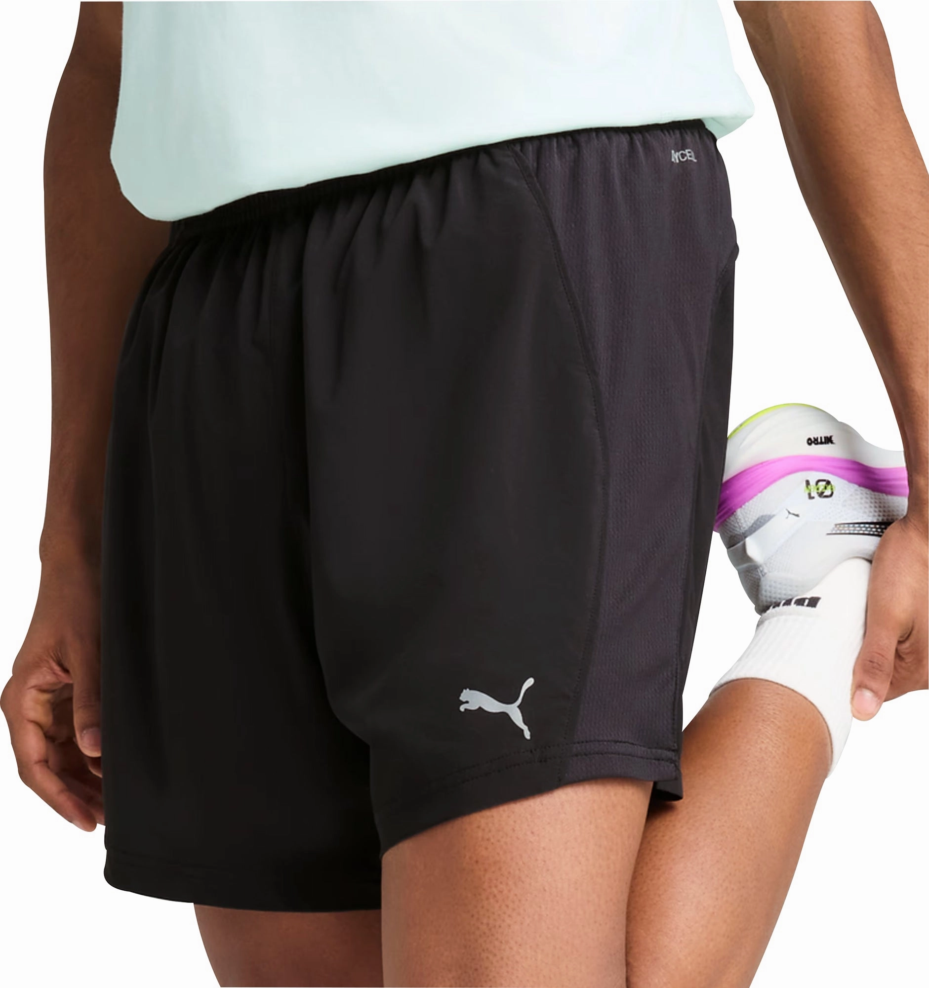 striped shorts Puma Velocity 5 Inch Mens Running Shorts - Black