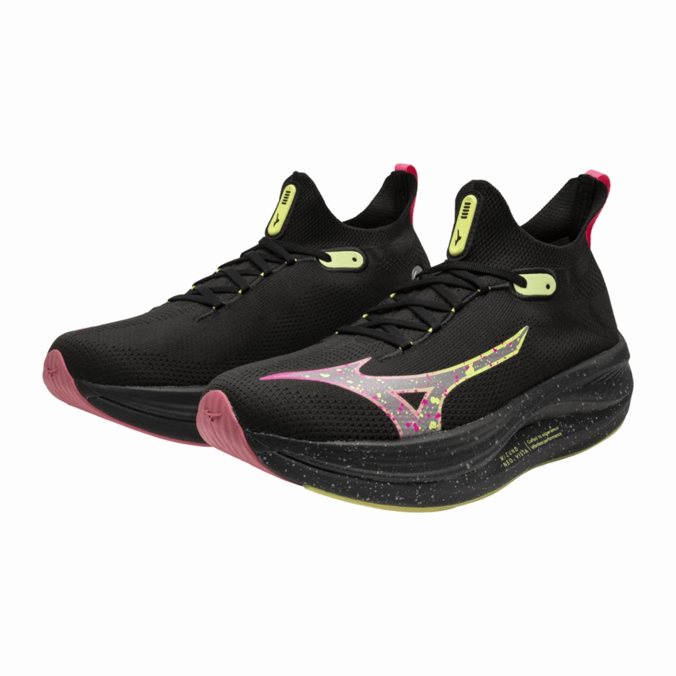 Mizuno Unisex Neo Vista Running Shoes in Black Silver/Pink Tetra AW24 Personalized Fit Phylon Midsole
