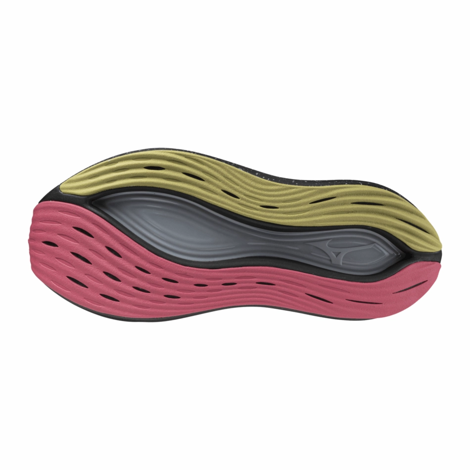 Sock - like feel Ultimate Traction Mizuno Unisex Neo Vista Running Shoes in Black Silver/Pink Tetra AW24