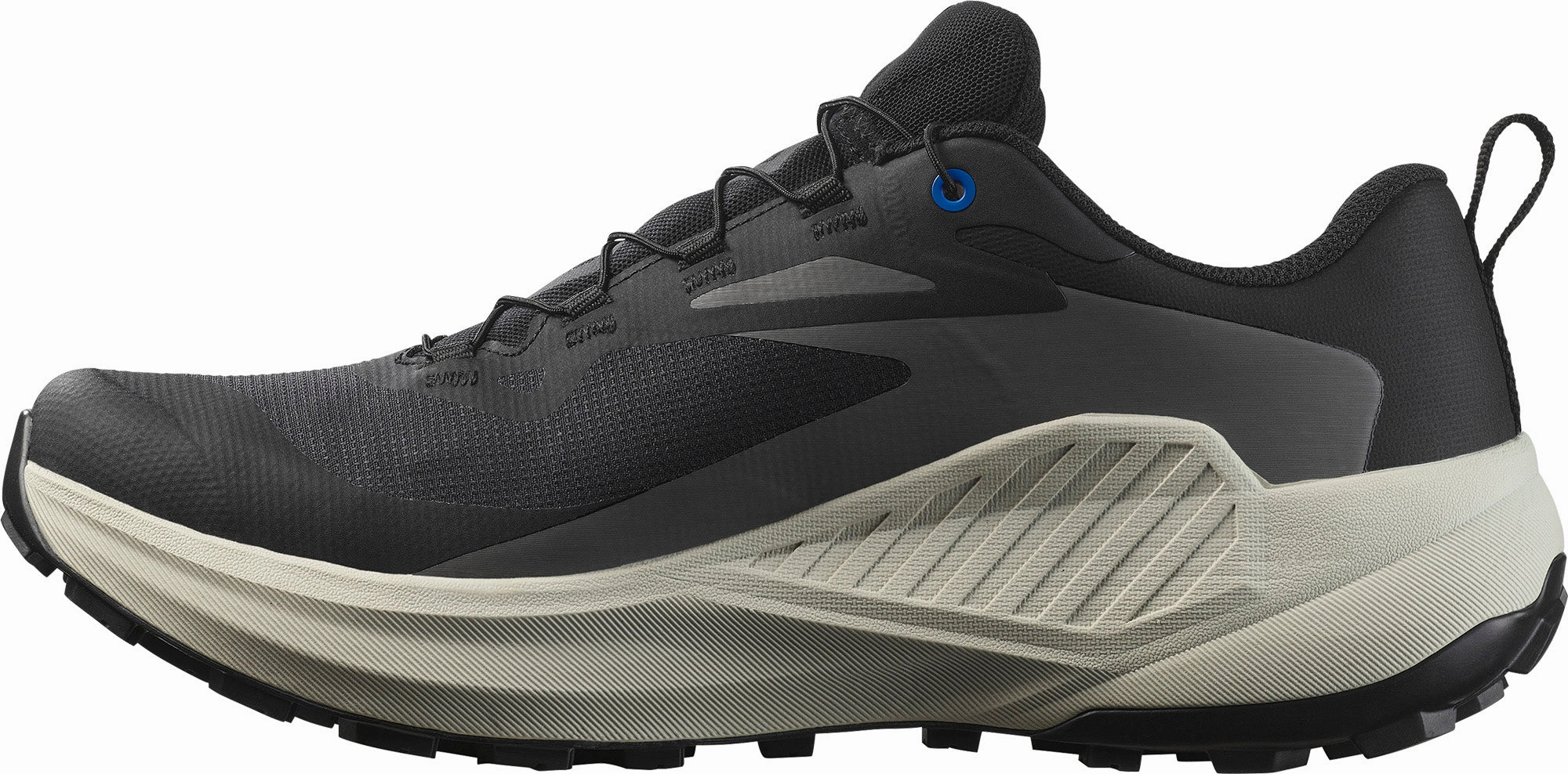 Energy Redirecting Grooves enhance performance Salomon Genesis GORE-TEX Mens Trail Running Shoes - Black