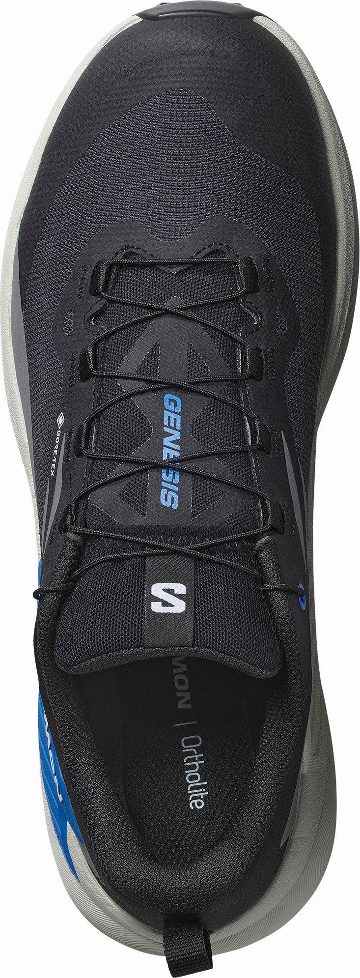 non - perforated shoes removable insole shoes Salomon Genesis GORE-TEX Mens Trail Running Shoes - Black