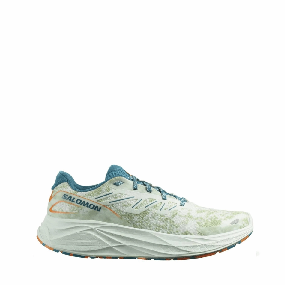 Salomon Men's Aero Glide 2 Running Shoes in Aqua/Tahitian Tide/Bird Of Paradise Foot Form running with a watch