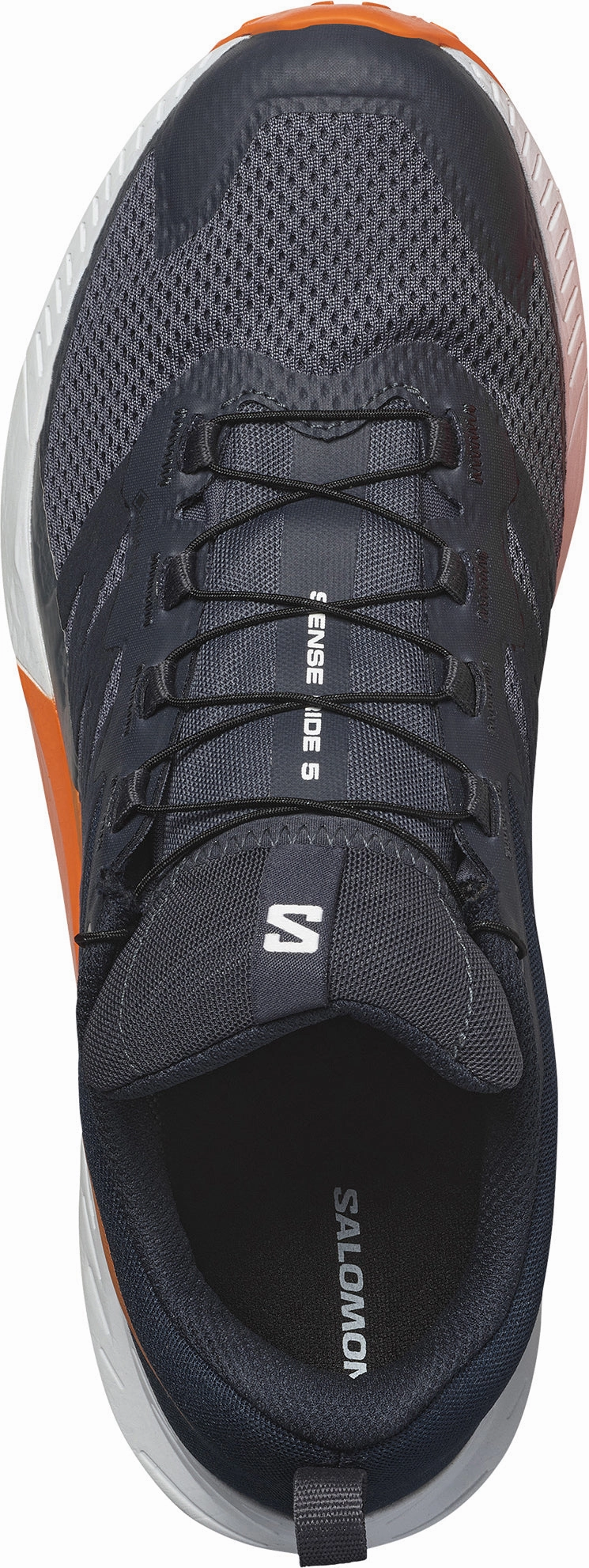 Vertical Groove Flex Elastic Lace Technology Salomon Sense Ride 5 GORE-TEX Mens Trail Running Shoes - Grey