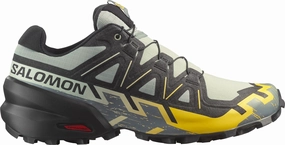 Salomon Speedcross 6 Mens Trail Running Shoes - Green solid - color running shoes Torsional Stability Web