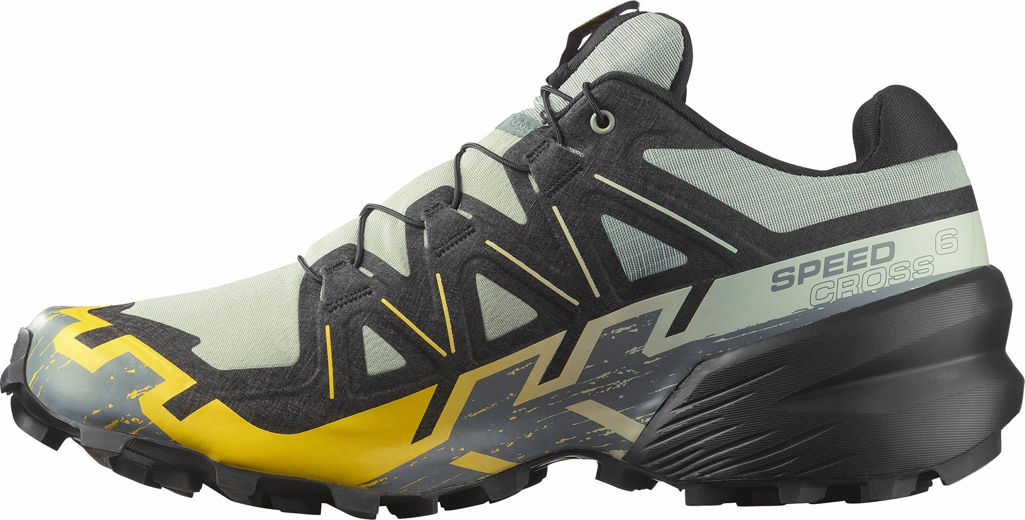 Salomon Speedcross 6 Mens Trail Running Shoes - Green running in dry conditions