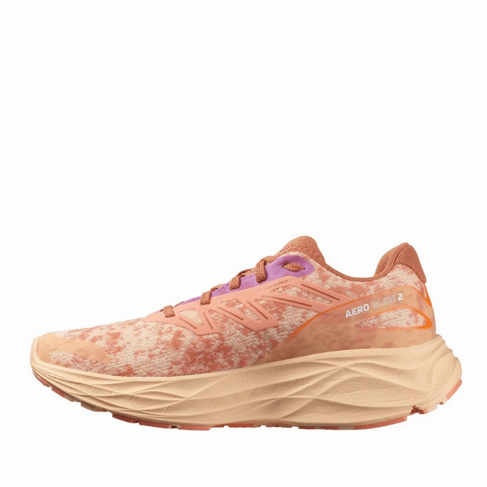 Salomon Women's Aero Glide 2 Running Shoes in Spice Route/Peach Quartz/Fresh Salmon Aerodynamic Profile