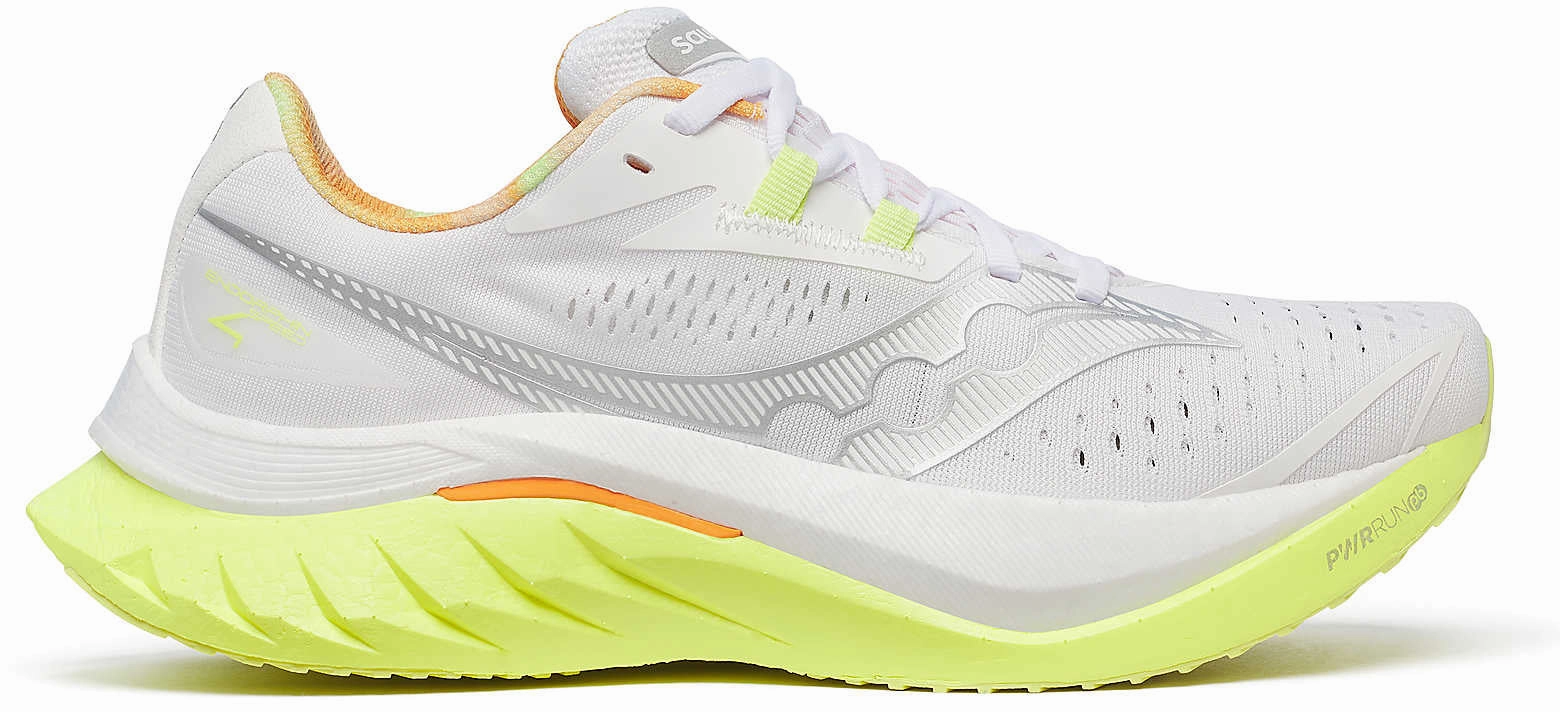 Saucony Endorphin Speed 4 Womens Running Shoes - White Reinforced Heel Support Hydrophobic Upper Coating