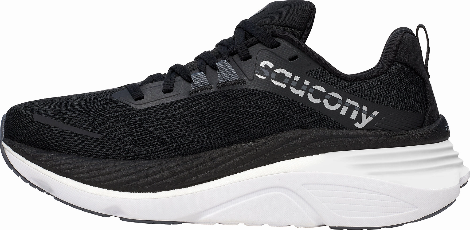 Saucony Hurricane 24 WIDE FIT Womens Running Shoes - Black Non Slip Outsole Pattern Comfortable Foot Flexibility